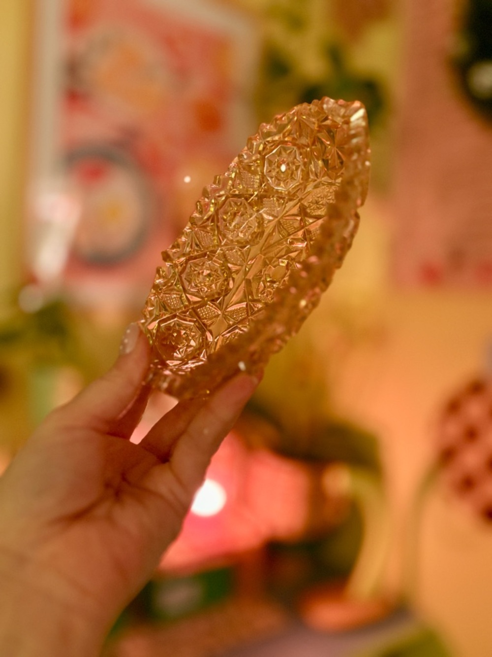Vintage Pink Pressed Glass Trinket Dish - Picture 2 of 3